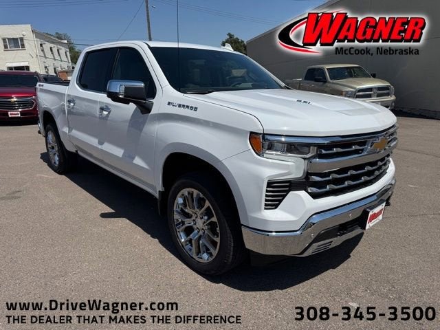 2025 Chevrolet Silverado 1500 LTZ in Summit White — front three-quarter view