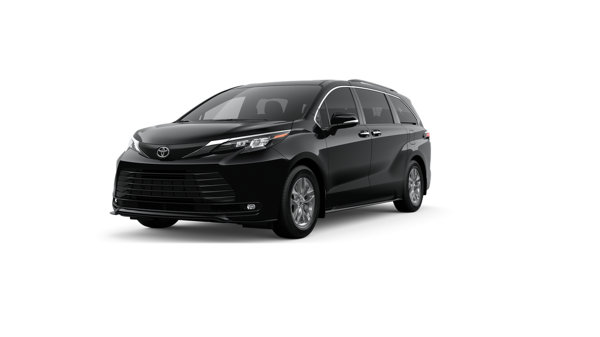 2026 Toyota Sienna XLE in Midnight Black Metallic — front three-quarter view